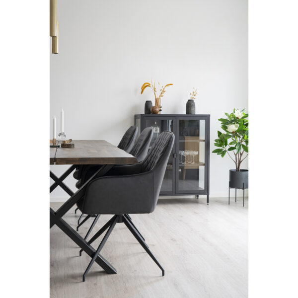 Scaun dining rotativ gri inchis din piele ecologica Harbo - imagine 3