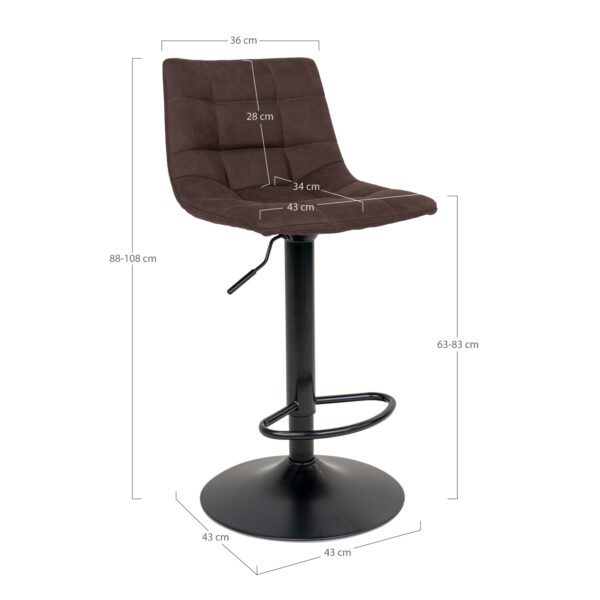 Scaun bar ajustabil maro închis din microfibre și oțel Middelfart - imagine 5