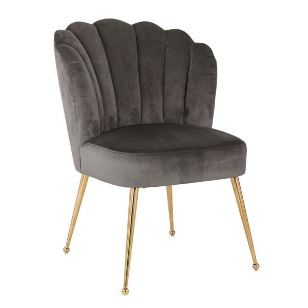 Scaun dining gri/auriu din catifea Pippa