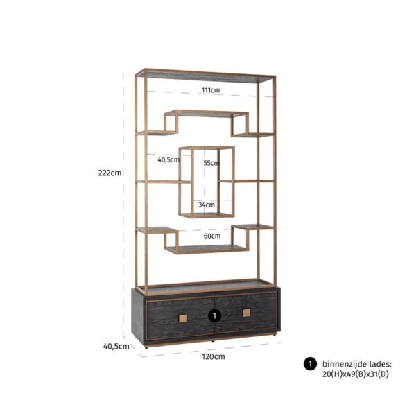 Dulap auriu din inox si furnir de stejar 222cm Hunter - imagine 9