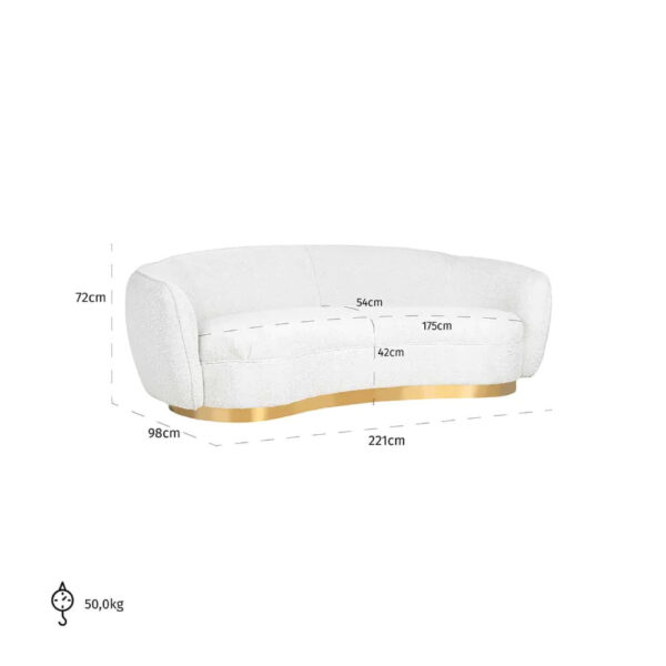 Canapea alba din tesatura boucle Waylon - imagine 8