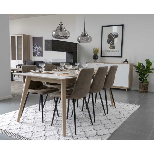 Set 2 scaune dining bej din catifea Middlefart - imagine 7