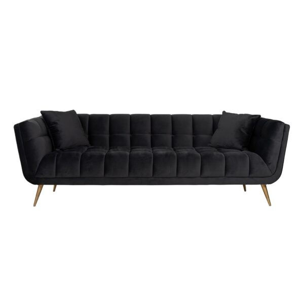 Canapea neagra/aurie din catifea Huxley