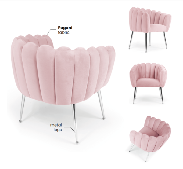 Scaun lounge bej/auriu din catifea Lili - imagine 3