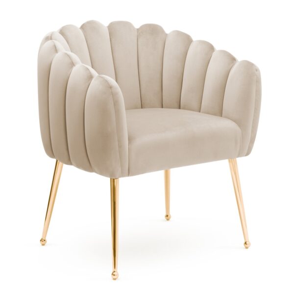 Scaun lounge bej/auriu din catifea Lili