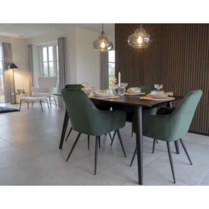 Scaun dining verde din catifea Harbo