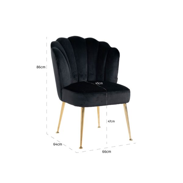 Scaun dining negru/auriu din catifea Pippa - imagine 6