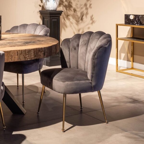 Scaun dining gri/auriu din catifea Pippa - imagine 2