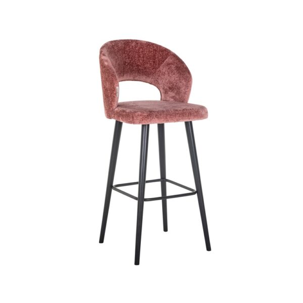 Scaun de bar roz din tesatura chenille Savoy