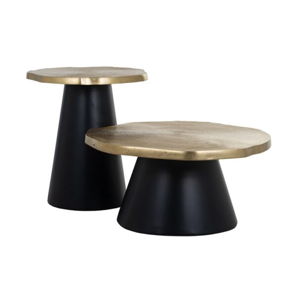 Masa de cafea aurie/neagra din fier si aluminiu 55cm Sassy - imagine 2