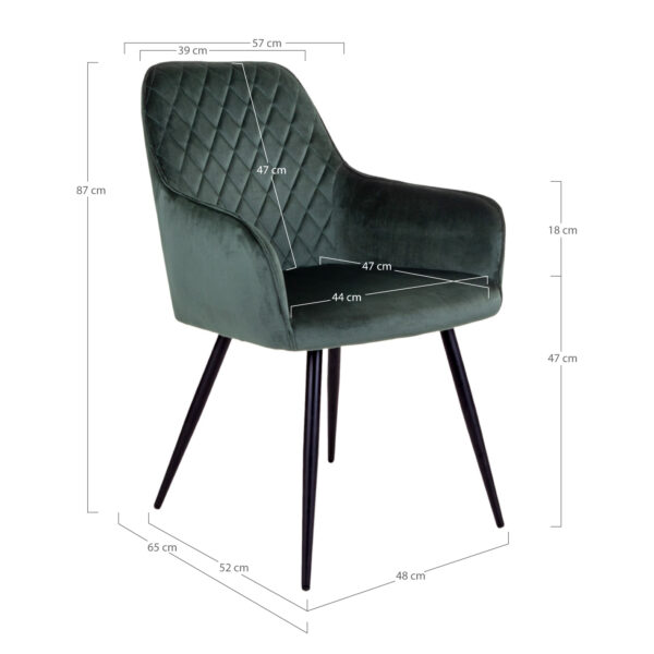 Scaun dining verde din catifea Harbo - imagine 7