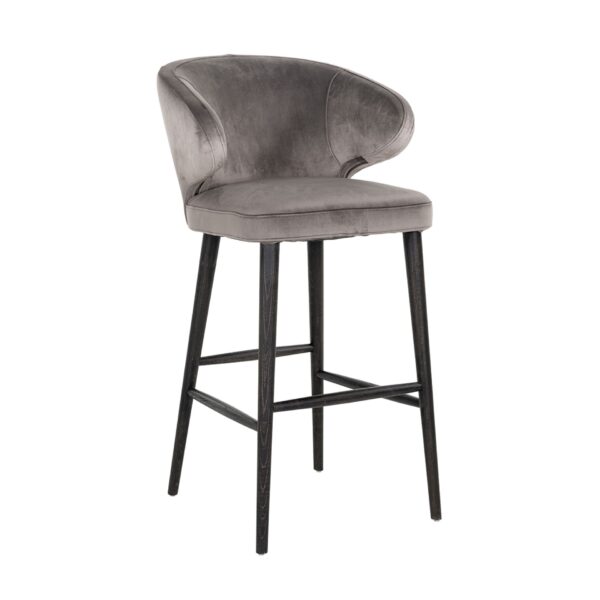 Scaun de bar catifea gri H106cm Indigo