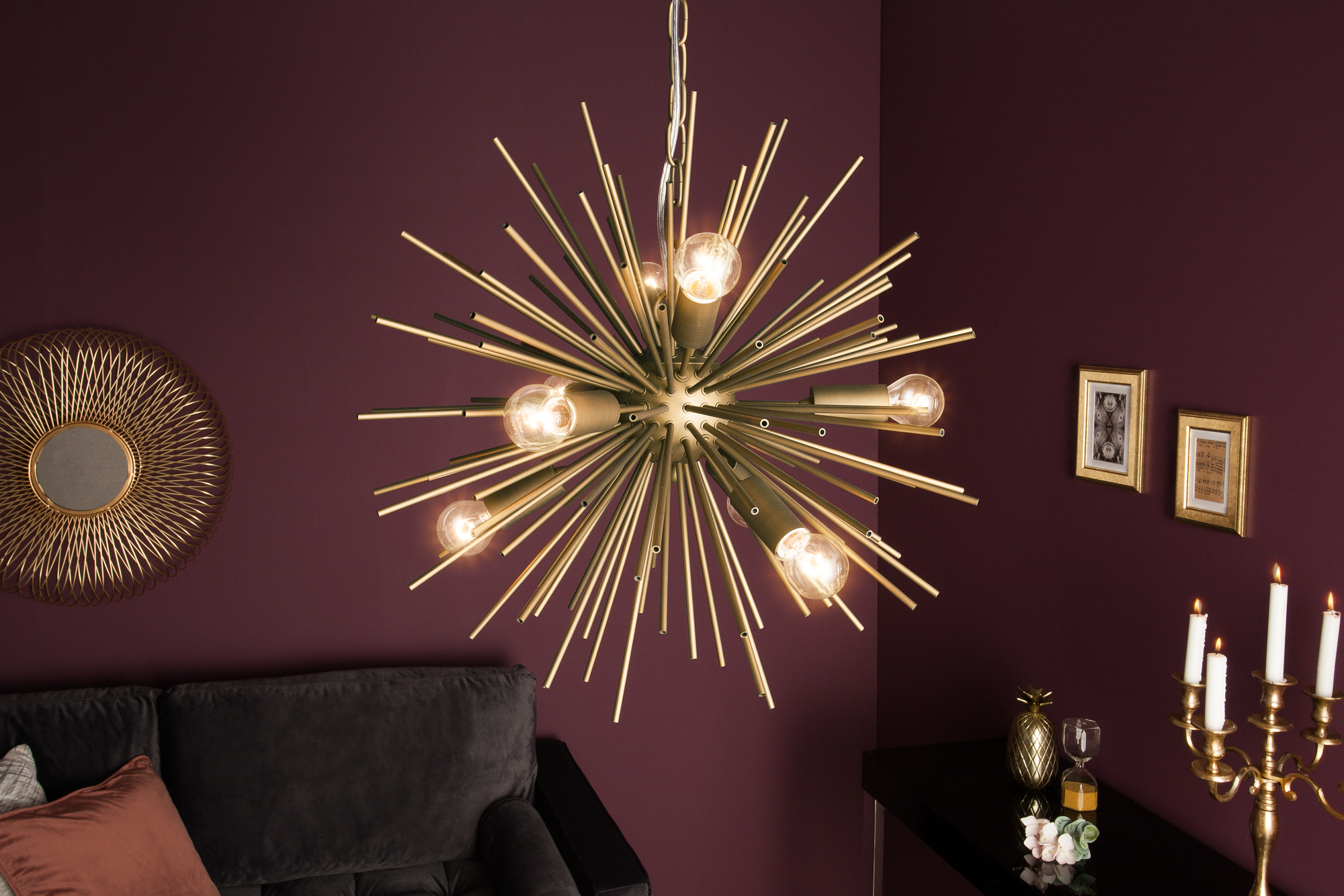 Lustra aurie cu 8 becuri Sunlight Max - imagine 2