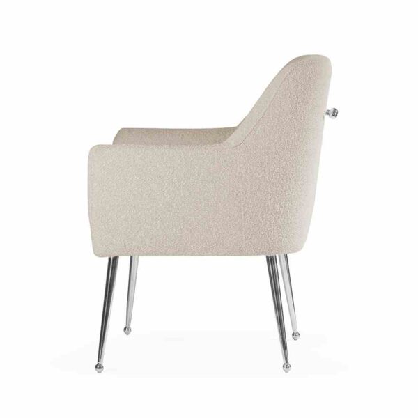 Scaun dining bej/argintiu din boucle Amadeus - imagine 3