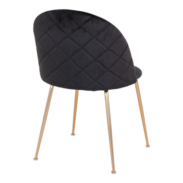 Set 2 scaune dining din catifea Geneve negru cu picioare aurii - imagine 2
