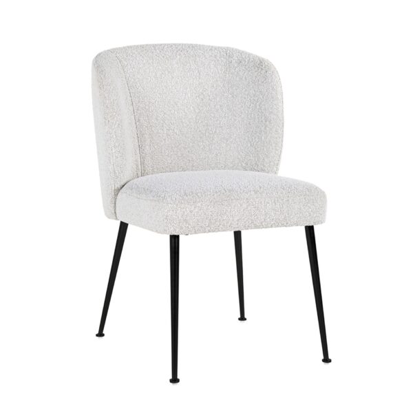 Scaun dining boucle alb negru Fallon
