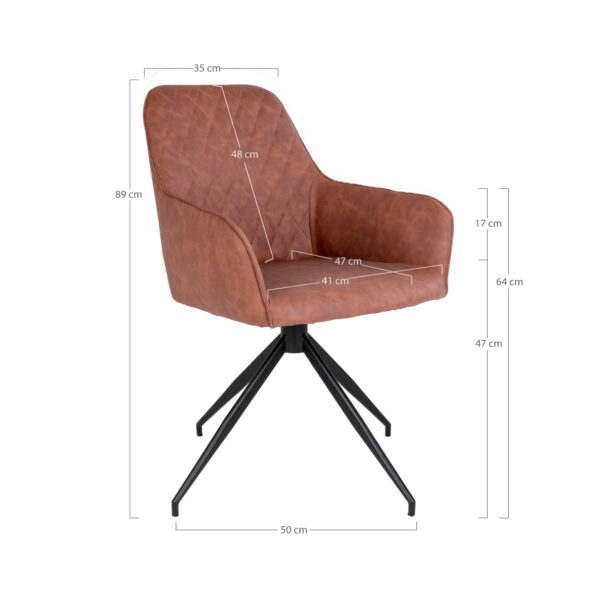 Scaun dining rotativ maro din piele ecologica Harbo - imagine 5