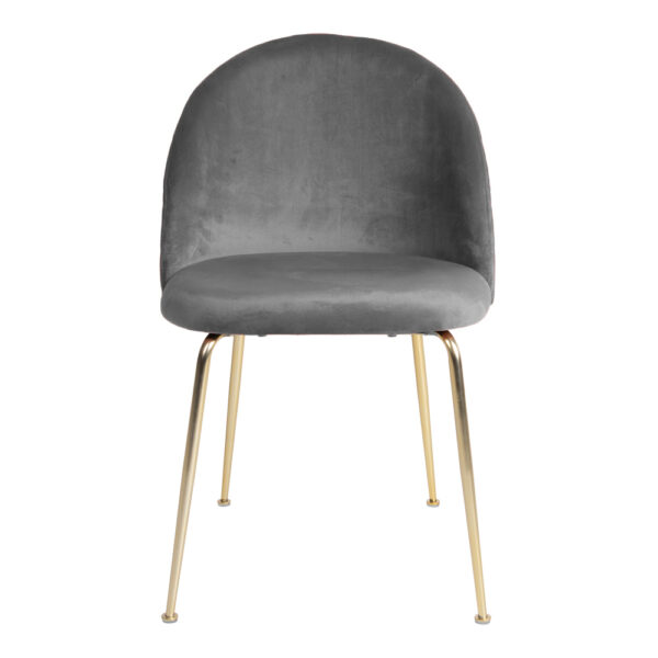 Set 2 scaune dining din catifea Geneve gri cu picioare aurii - imagine 3