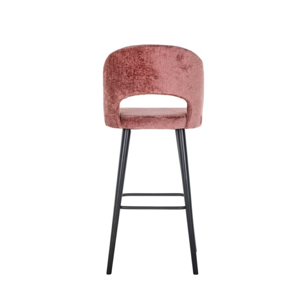 Scaun de bar roz din tesatura chenille Savoy - imagine 4