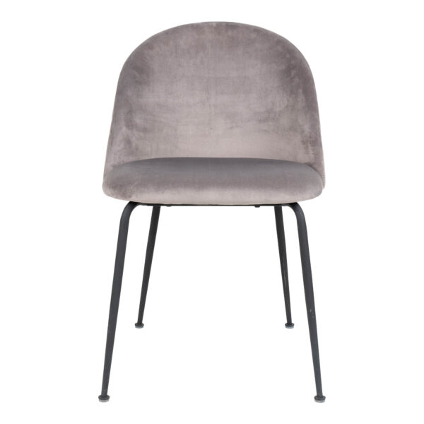 Set 2 scaune dining din catifea Geneve gri cu picioare negre - imagine 3