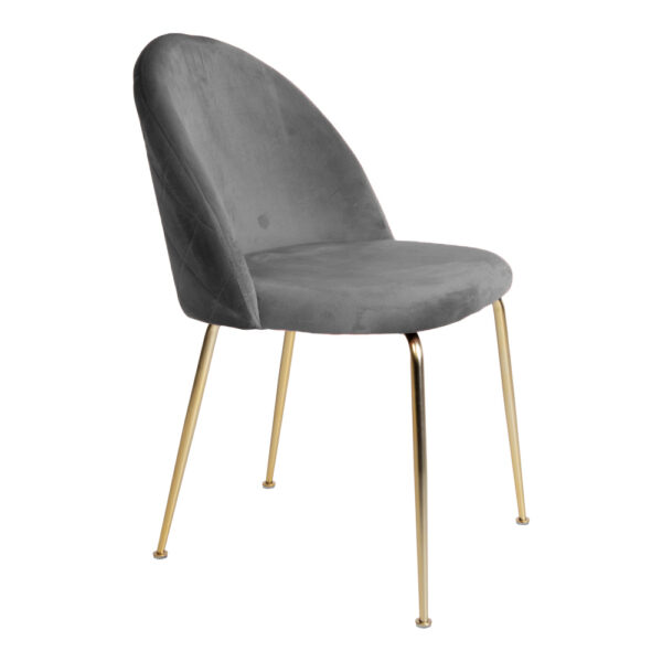 Set 2 scaune dining din catifea Geneve gri cu picioare aurii - imagine 4