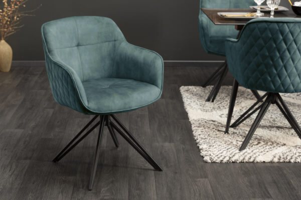 Scaun dining rotativ 180° din catifea albastru petrol Euphoria - imagine 2