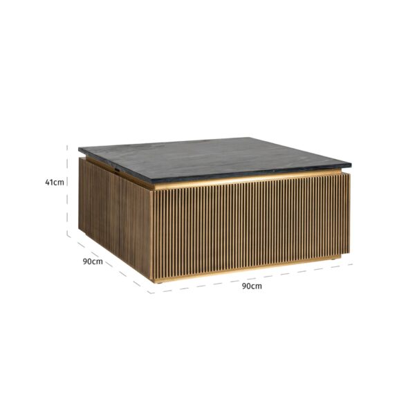 Masa de cafea neagra aurie 90x41cm Ironville - imagine 8