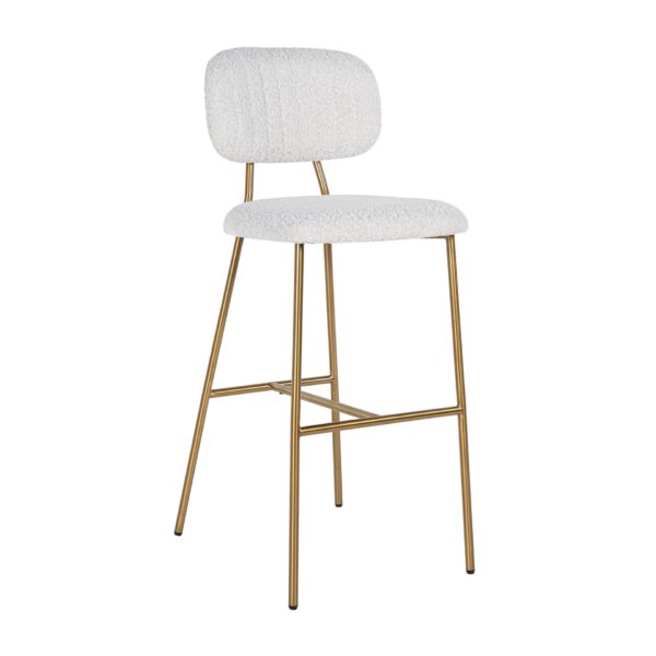 Scaun de bar alb din tesatura boucle H109,5cm Xenia