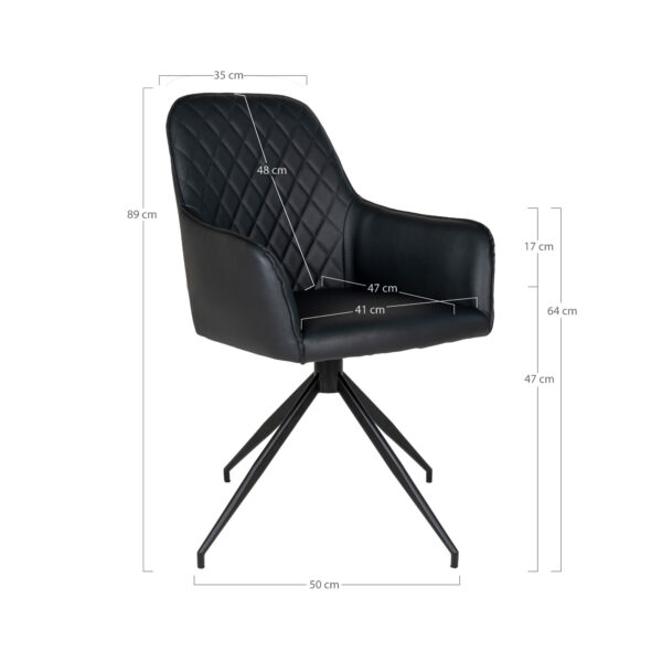 Scaun dining rotativ negru din piele ecologica Harbo - imagine 7