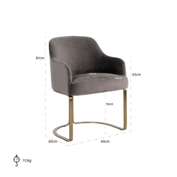 Scaun dining gri/auriu din catifea Hadley - imagine 5