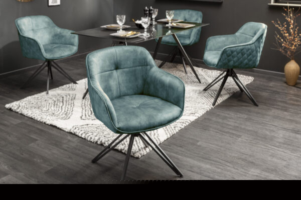 Scaun dining rotativ 180° din catifea albastru petrol Euphoria - imagine 3