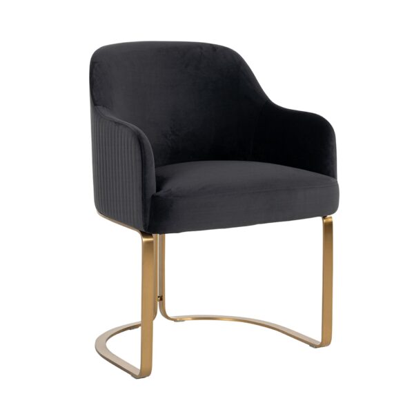 Scaun dining negru/auriu din catifea Hadley