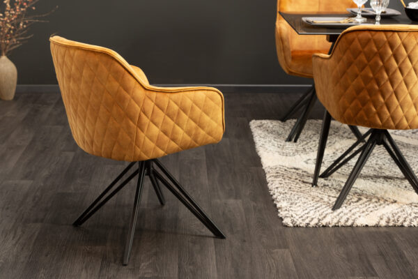 Scaun dining rotativ 180° din catifea galben mustar Euphoria - imagine 5