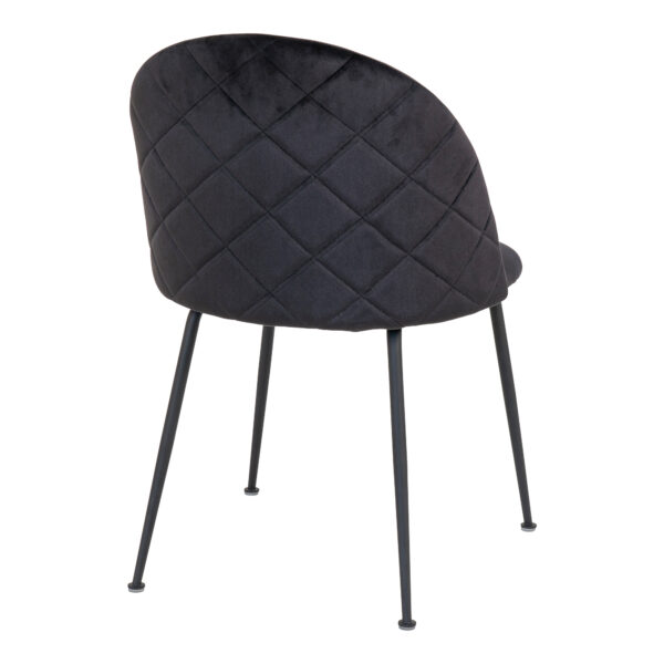 Set 2 scaune dining din catifea Geneve negru cu picioare negre - imagine 2