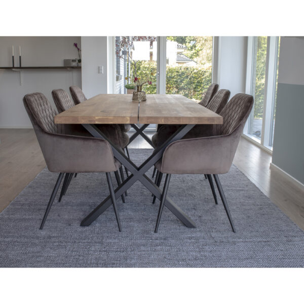 Scaun dining gri din catifea Harbo - imagine 2