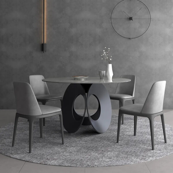 Masă dining rotundă 130ø negru/alb Parma - imagine 2