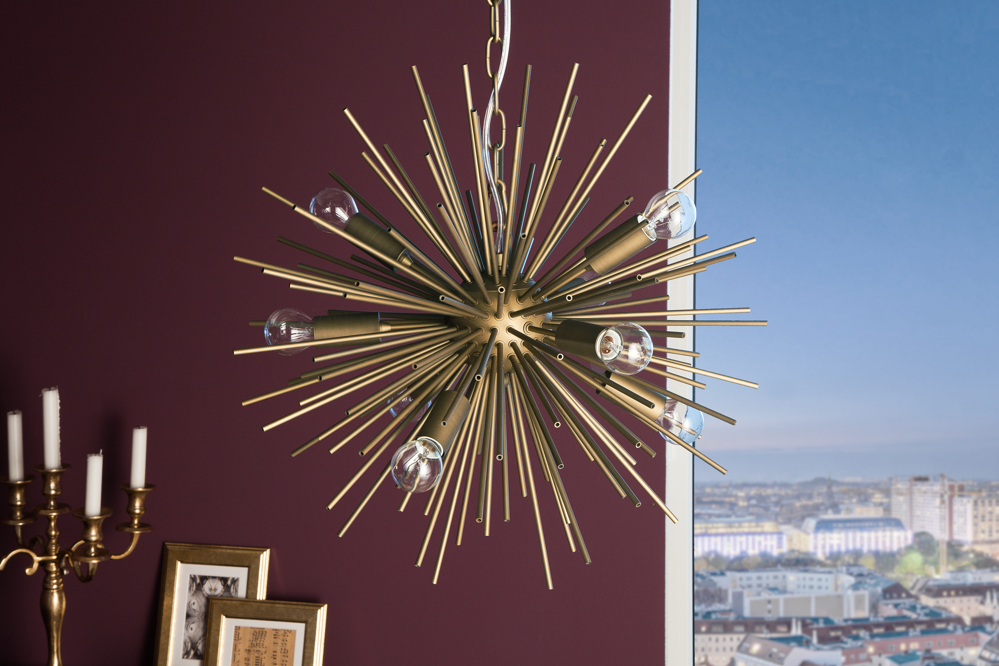 Lustra aurie cu 8 becuri Sunlight Max - imagine 4