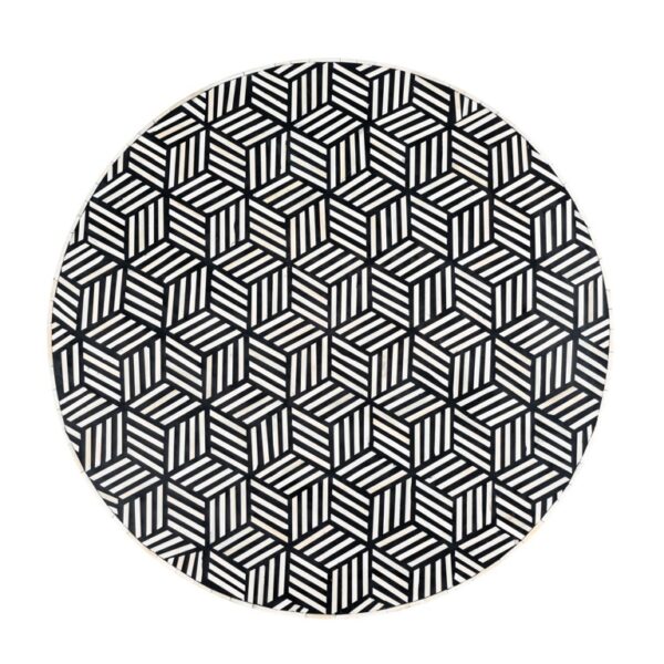 Masa de cafea alb/negru din fier si lemn 90Ø Stripes - imagine 3