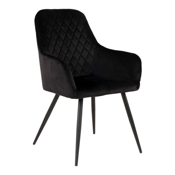Scaun dining negru din catifea Harbo
