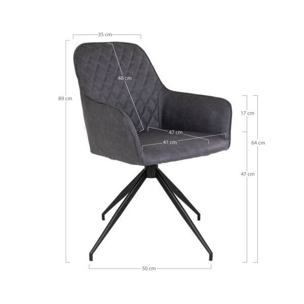 Scaun dining rotativ gri inchis din piele ecologica Harbo - imagine 4