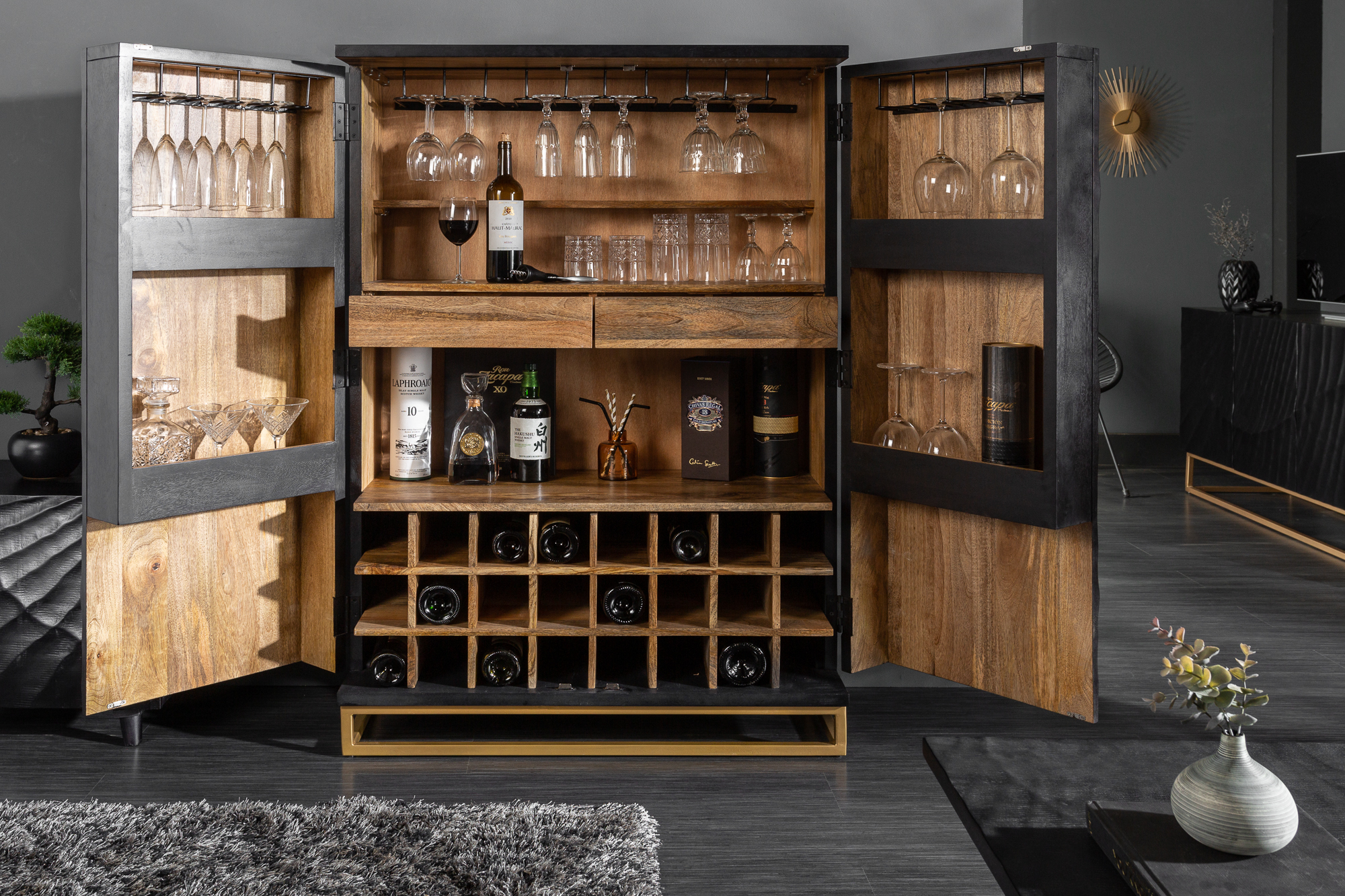 Bar negru din lemn de mango Scorpion - imagine 4