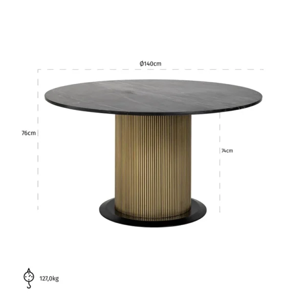 Masa dining neagra/auriu Ø140cm Ironville - imagine 6