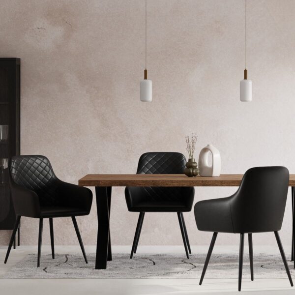 Scaun dining negru din piele ecologică Harbo - imagine 4