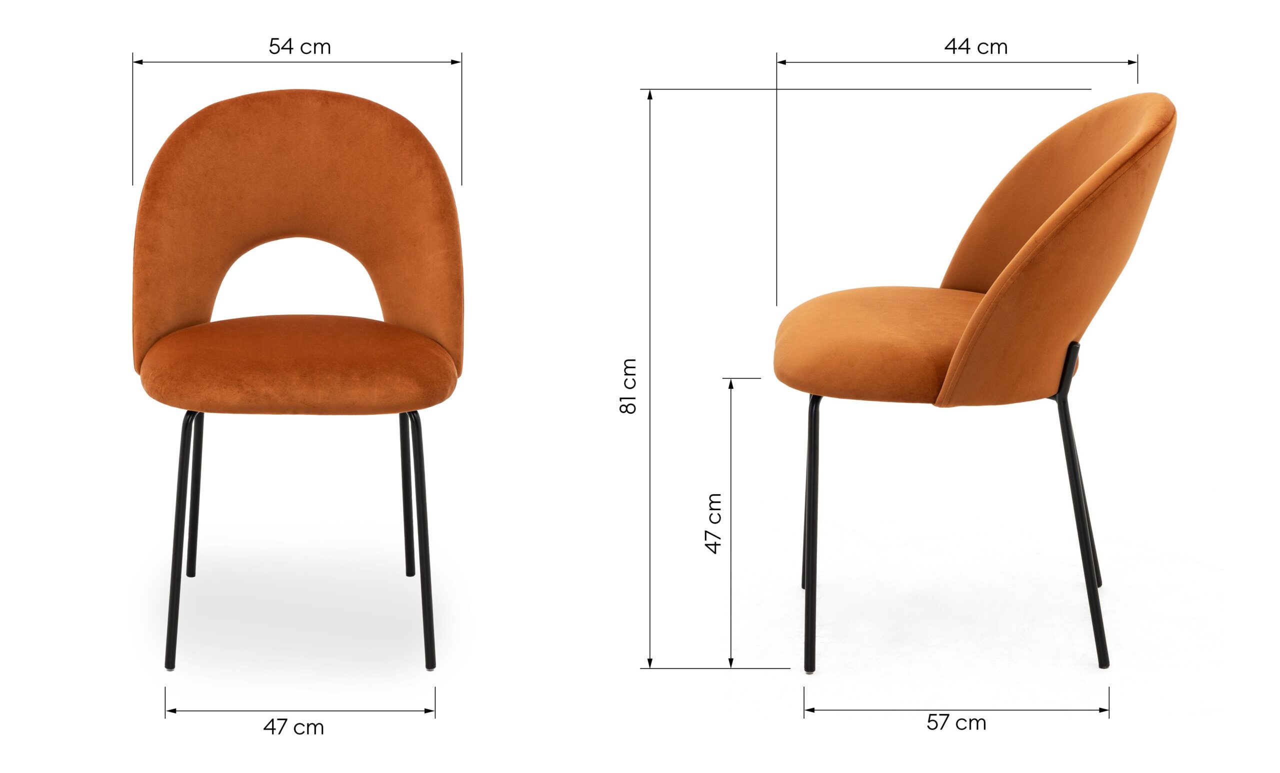Scaun dining aramiu din catifea Abisso Black - imagine 11