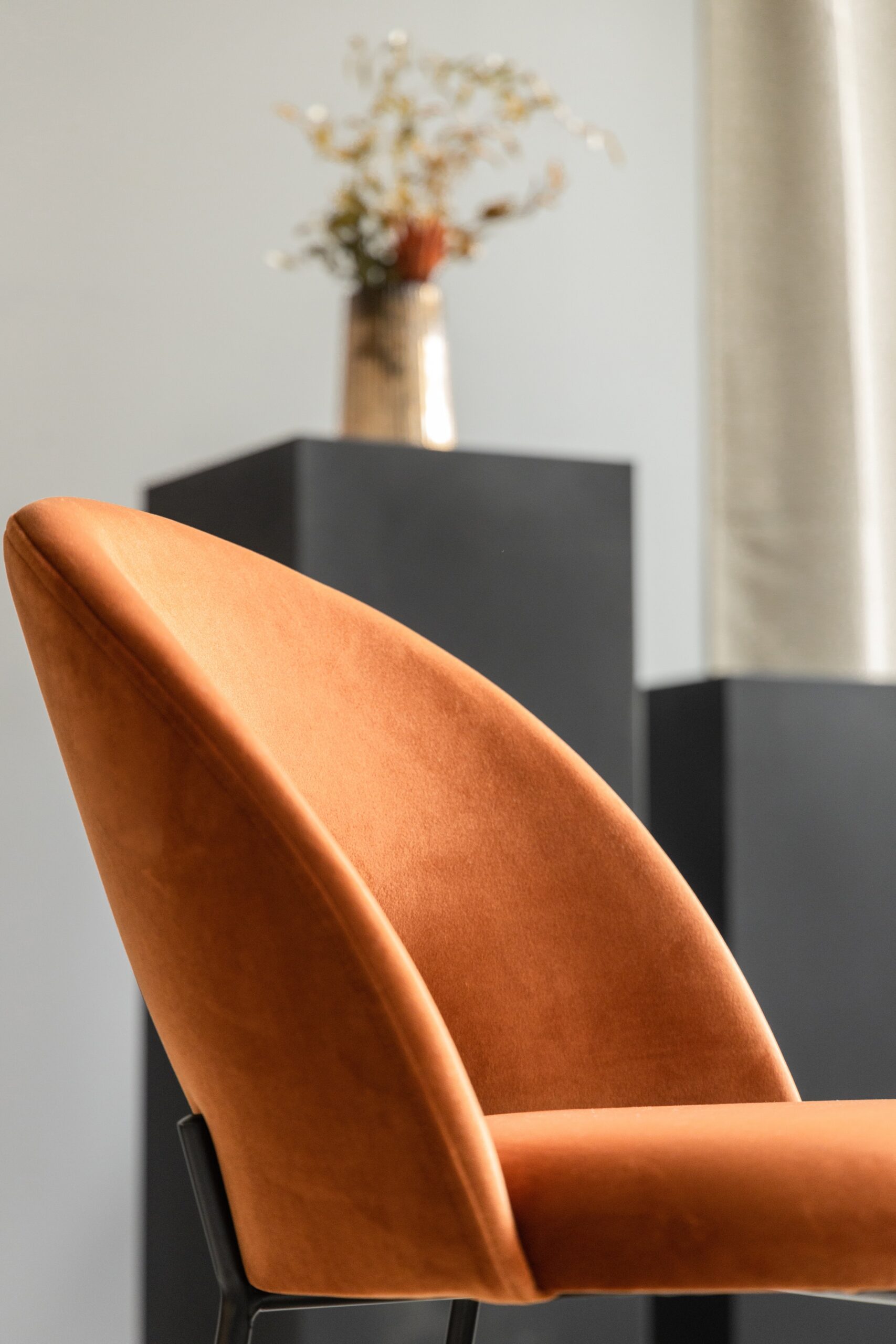 Scaun dining aramiu din catifea Abisso Black - imagine 10