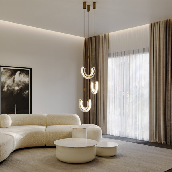 Lustră led aurie din aluminiu Cannes - imagine 5