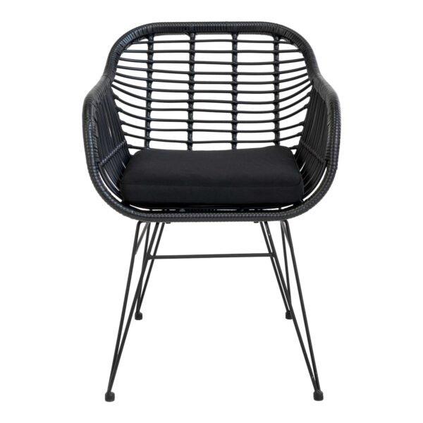 Scaun de exterior negru din ratan Trieste - imagine 3