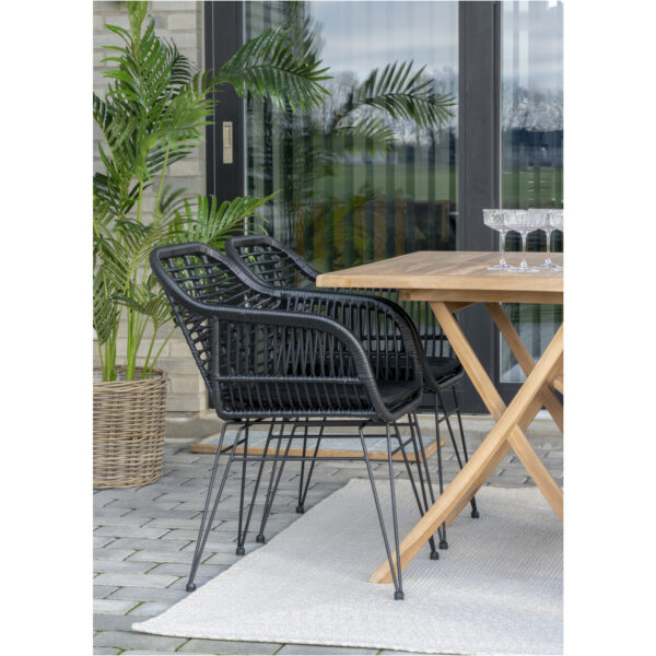 Scaun de exterior negru din ratan Trieste - imagine 2