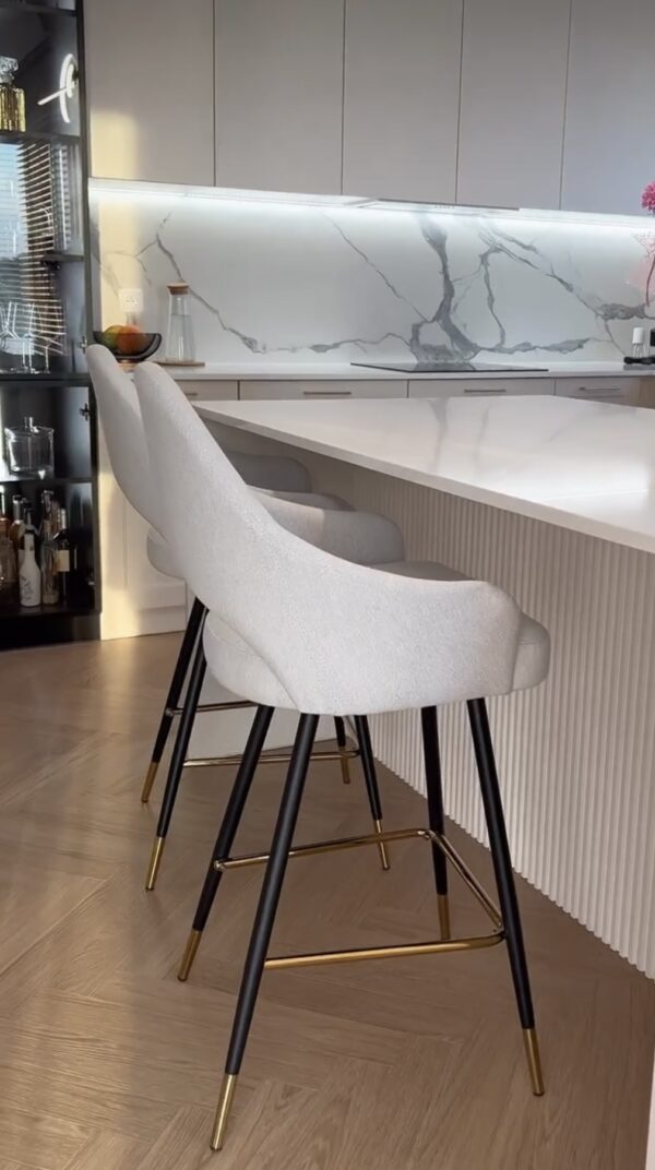 Scaun de bar din catifea visiniu/auriu 60cm Goda - imagine 8
