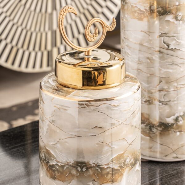 Vas din ceramica alb auriu h33 Ivet - imagine 3